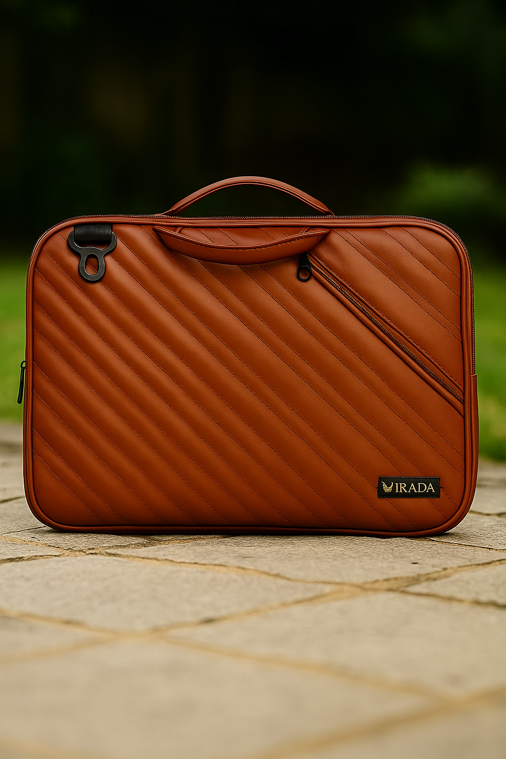 IRADA Dark Brown Fluffy Leather Laptop Sleeve with Handle