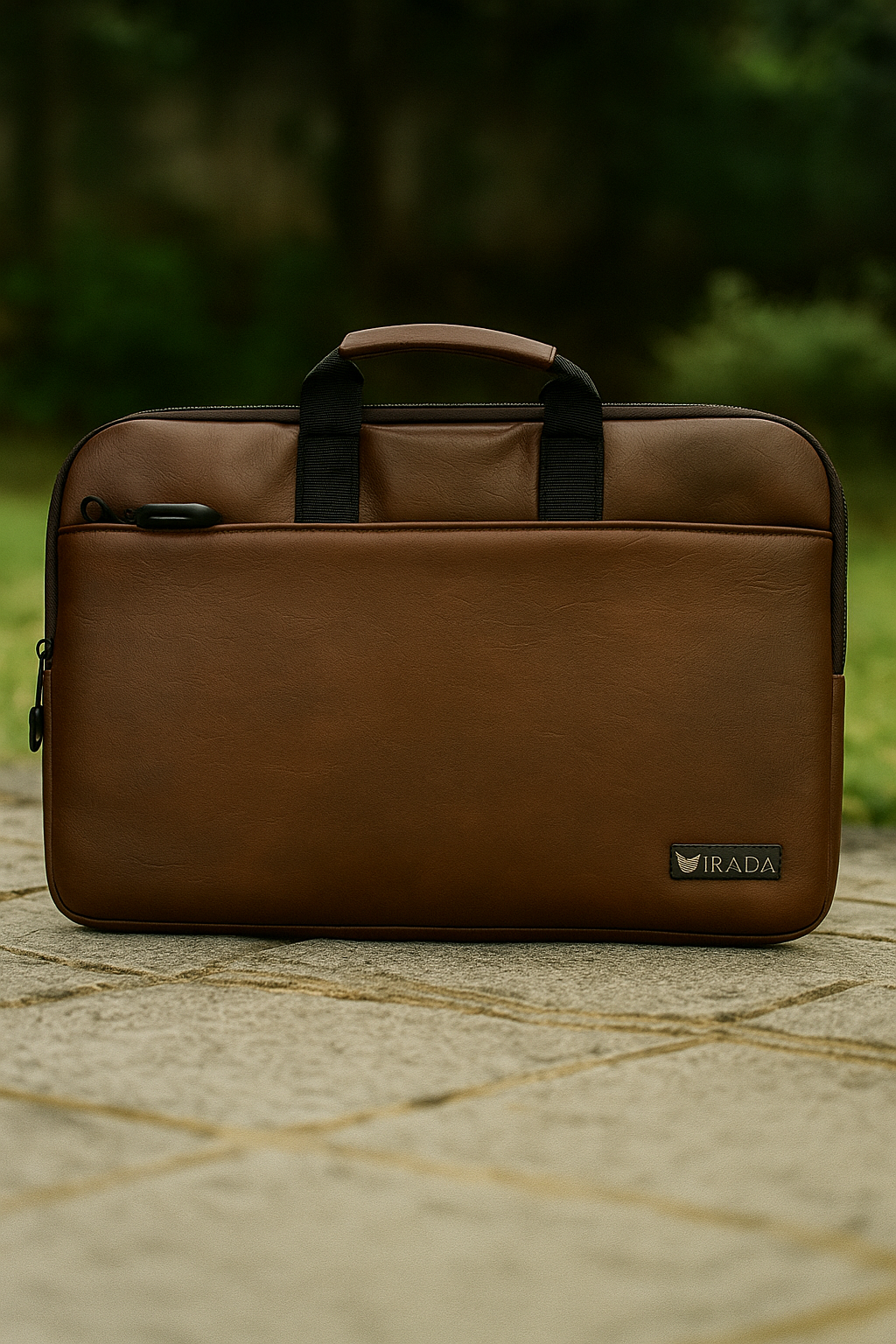 IRADA Dark Brown Leather Laptop Sleeve with Handle
