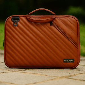 IRADA Dark Brown Fluffy Leather Laptop Sleeve with Handle