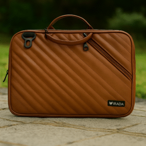 IRADA Tan Fluffy Leather Laptop Sleeve with Handle