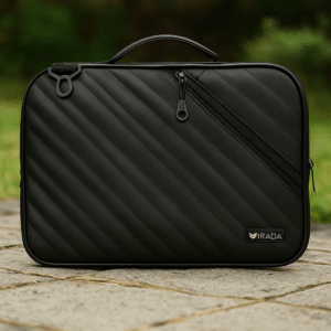 IRADA Black Leather Laptop Sleeve with Handle