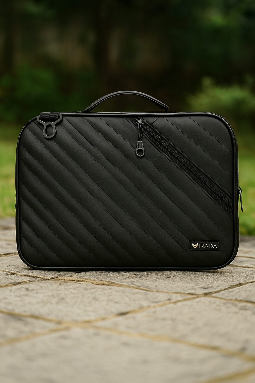 IRADA Black Leather Laptop Sleeve with Handle