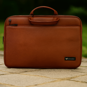IRADA Tan Leather Laptop Sleeve with Handle