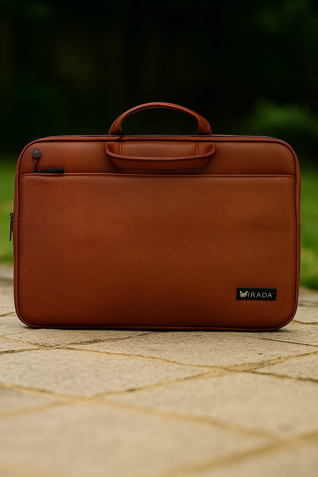 IRADA Tan Leather Laptop Sleeve with Handle